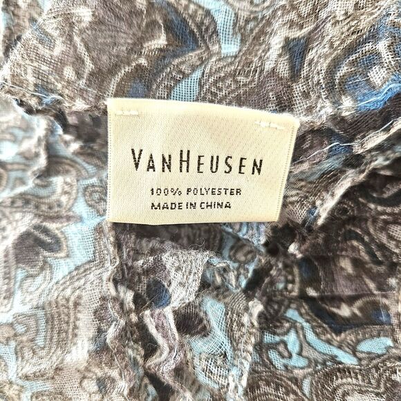 VAN HEUSEN Blue Gray Multicolored Classic Paisley Scarf Large 38" x 77" - Picture 3 of 11